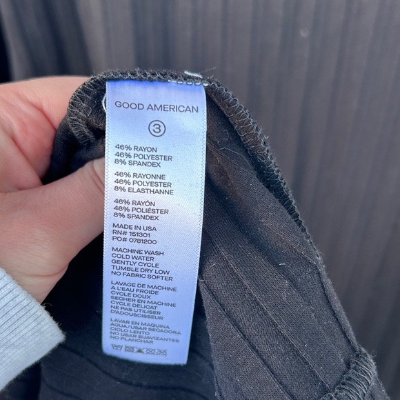 NWT Good American Wide Ribbed Button Down Midi Dress - Black - Size Large - Picture 9 of 10